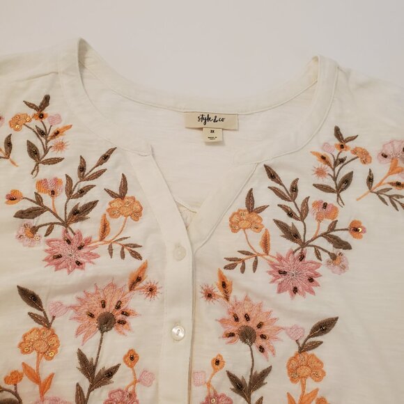 Women's Winter Garden Embroidered Long Sleeve Blouse 100% Cotton Size 3X. - Picture 10 of 13